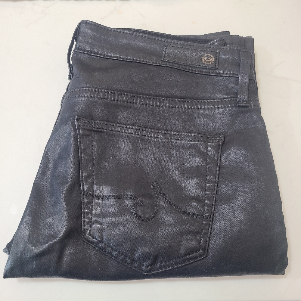 AG The Legging Ankle Super Skinny Black Coated Jeans Size 25 - Picture 15 of 15